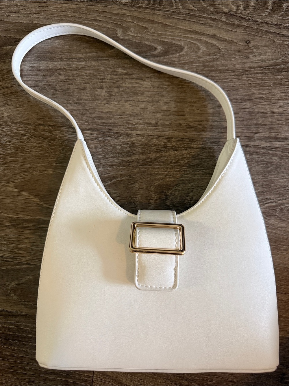 Princess Polly White Shoulder Bag with Gold Buckle